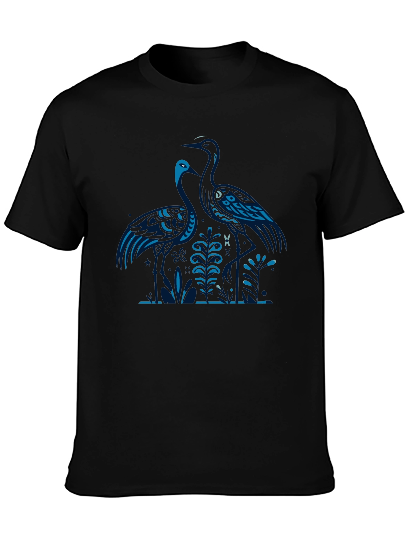 Heron Print Black T-Shirt