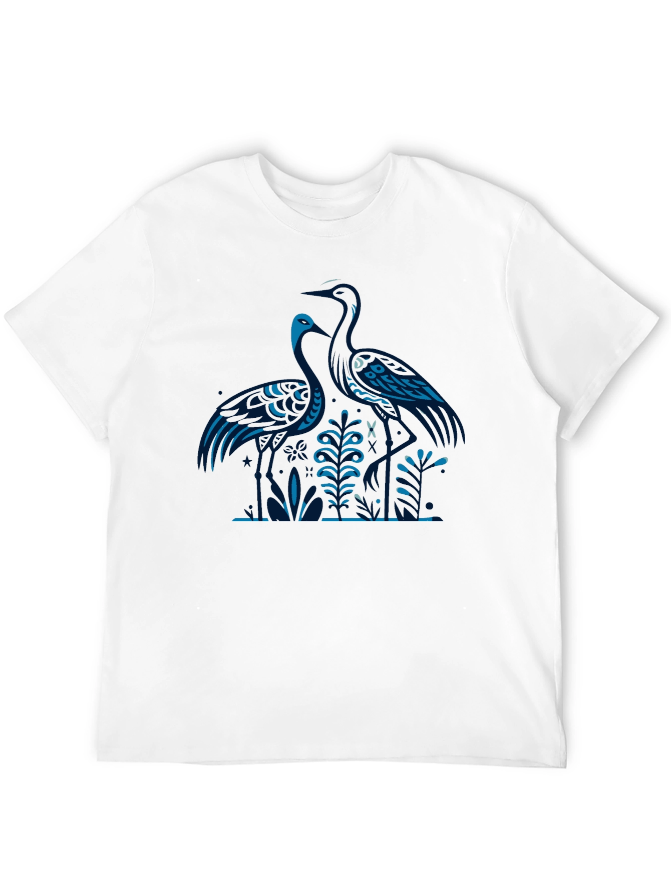 Heron Print Black T-Shirt