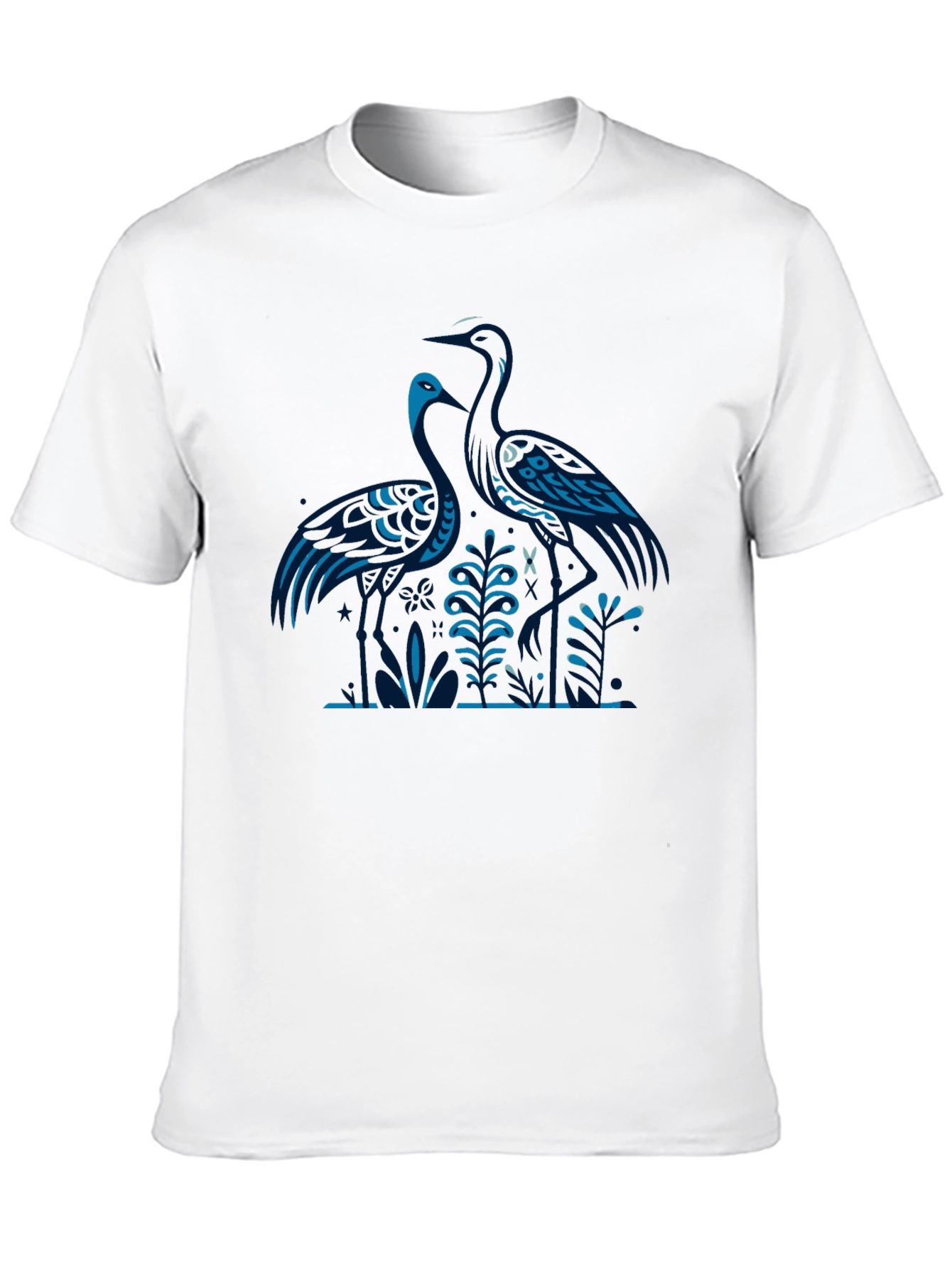 Heron Print Black T-Shirt