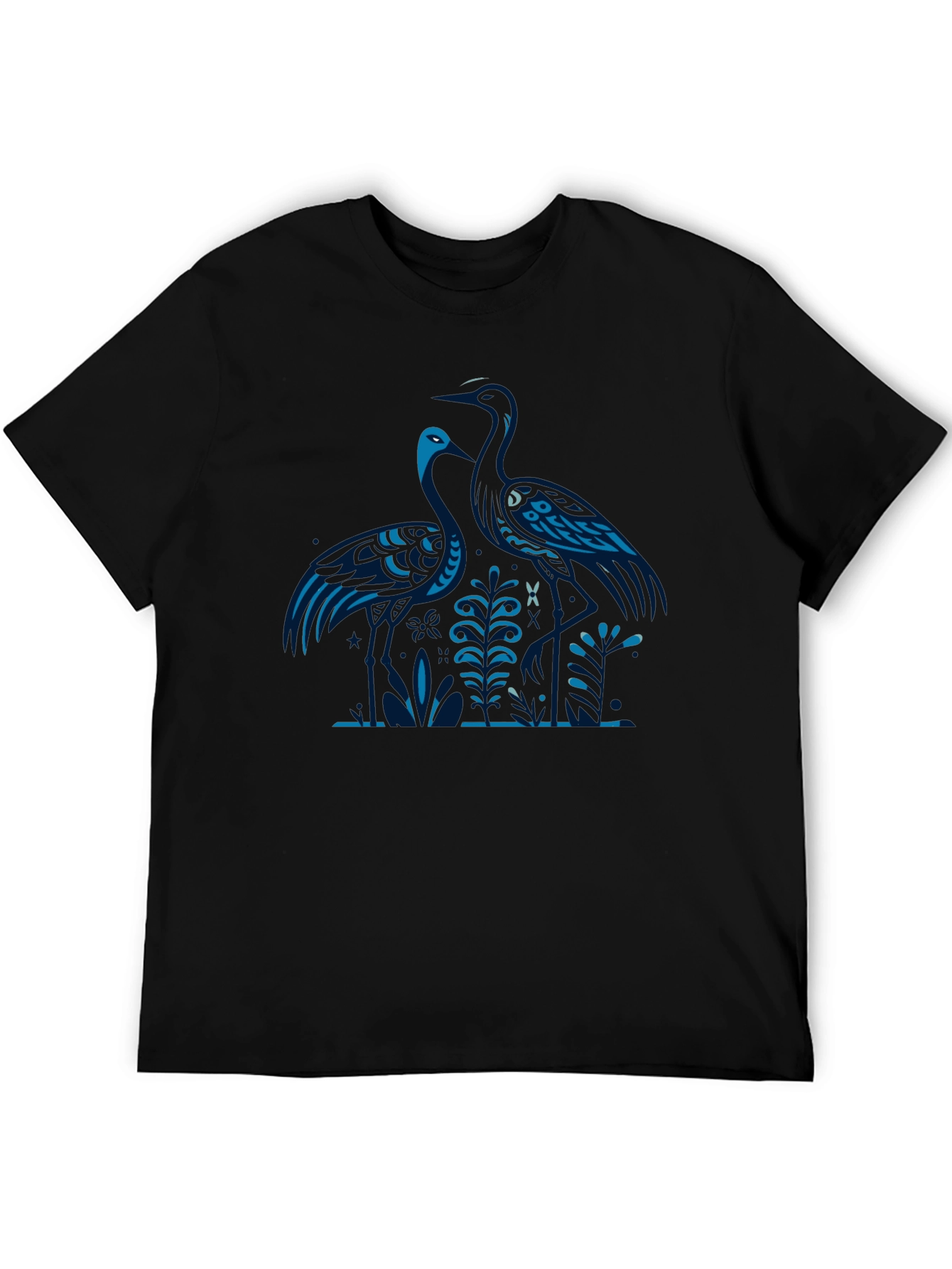 Heron Print Black T-Shirt