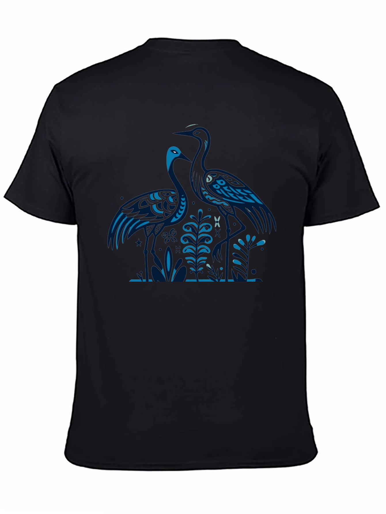 Heron Print Black T-Shirt