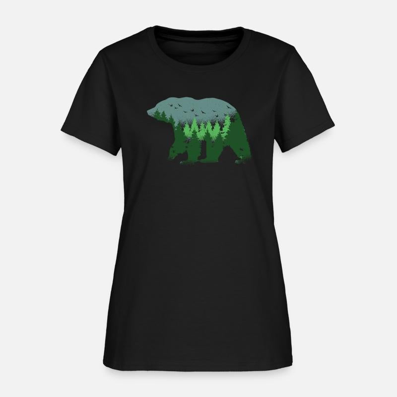 BEAR WITH FOREST IN BACKGROUND