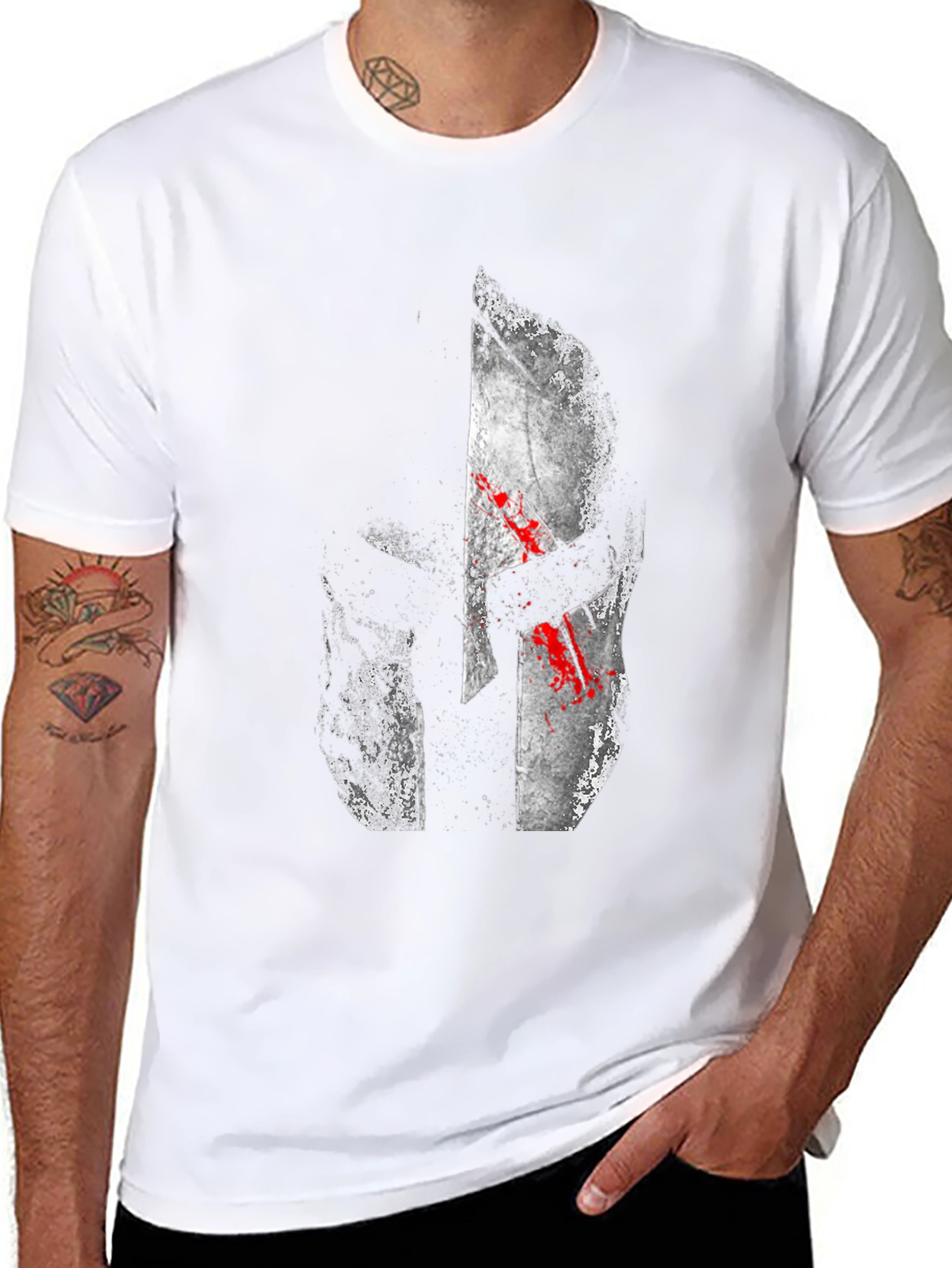 Spartan Helmet Graphic T-Shirt - Black