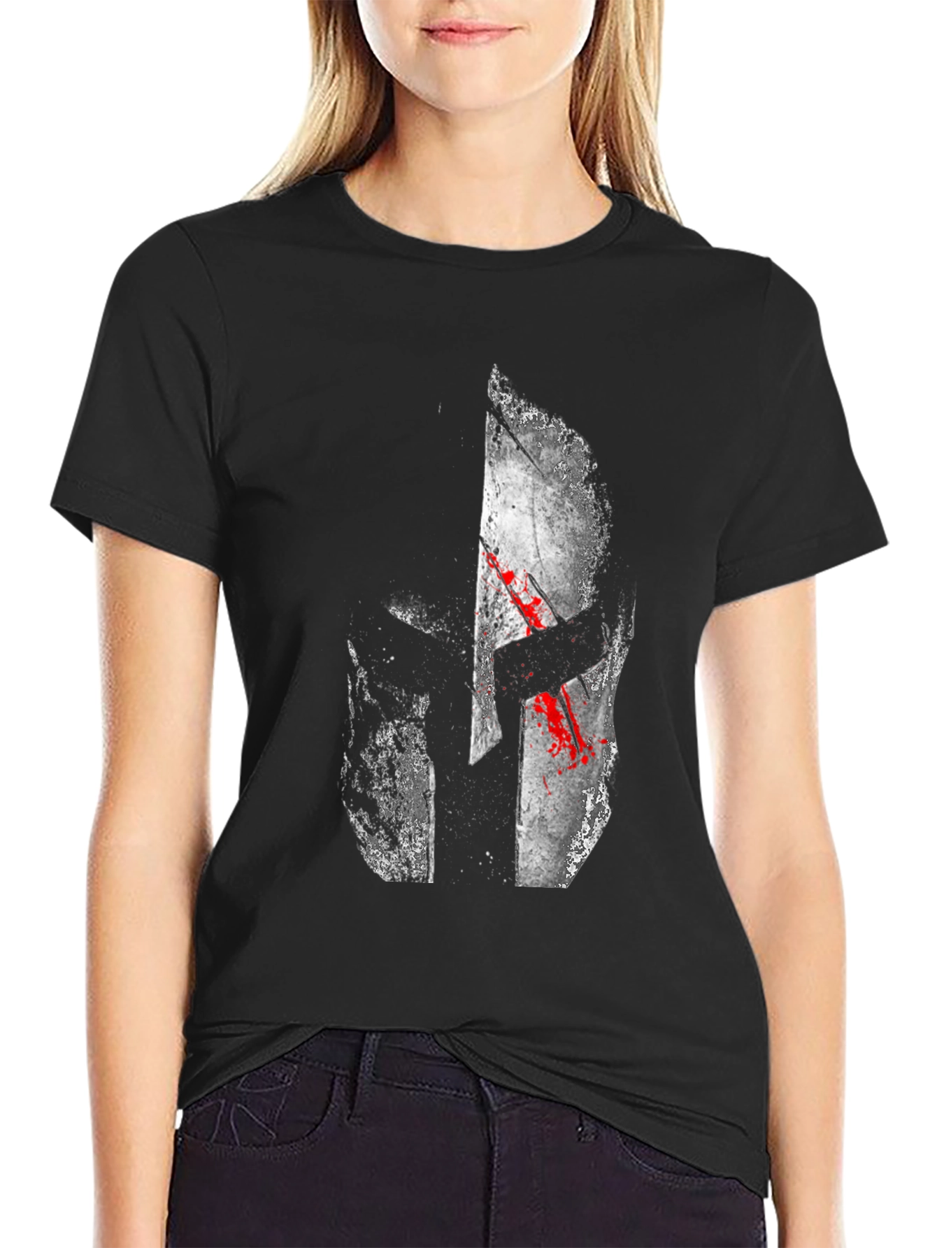 Spartan Helmet Graphic T-Shirt - Black