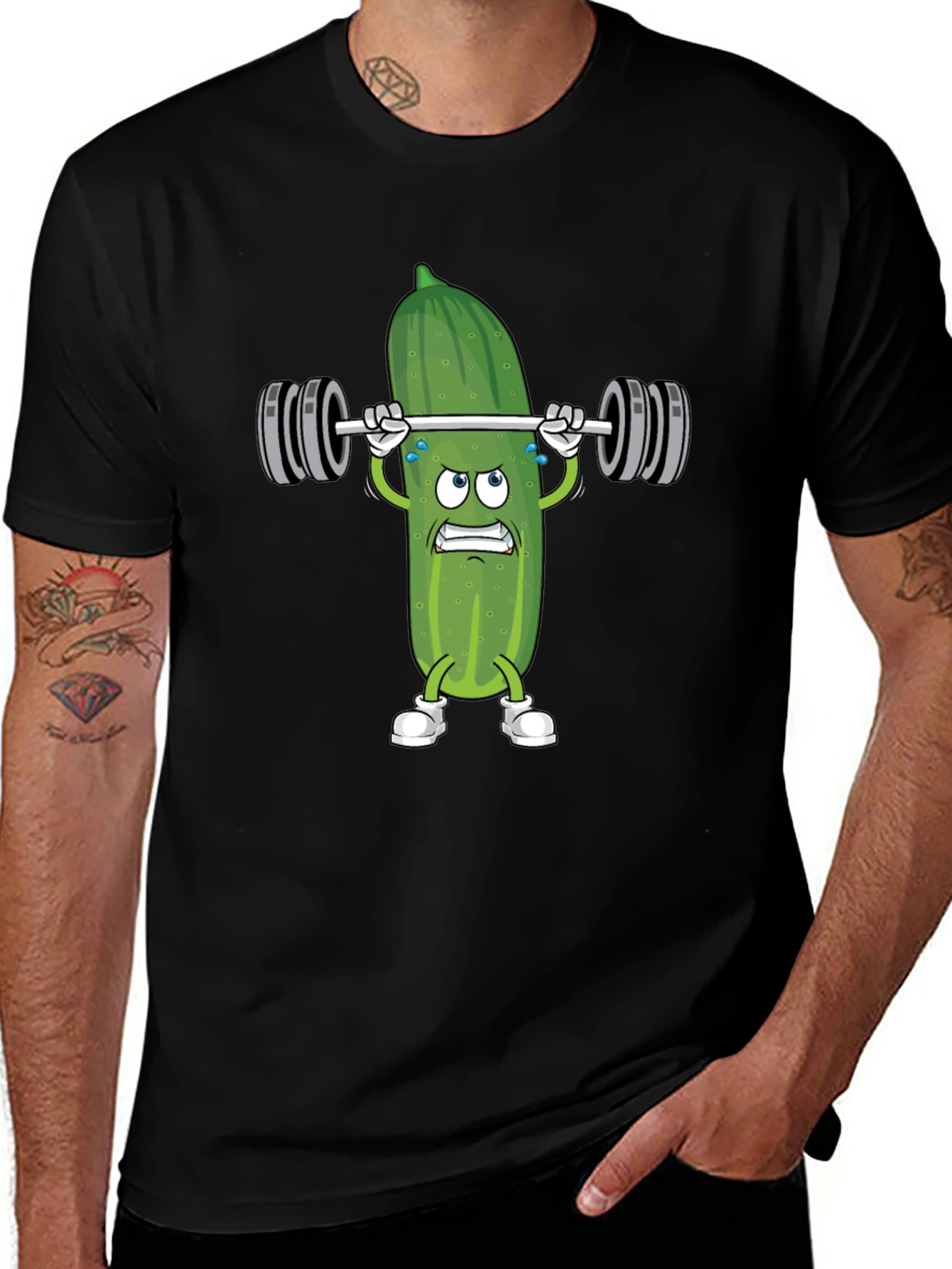 Pickle Lifting Weights Funny T-Shirt
