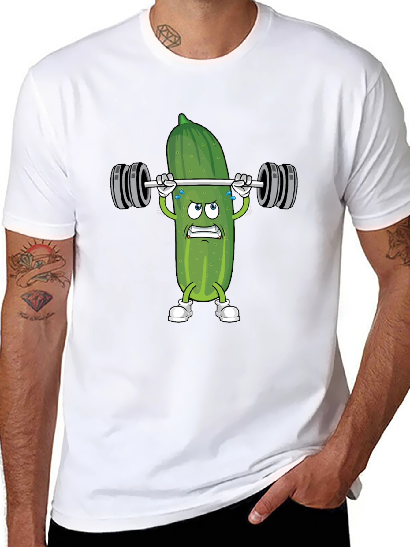 Pickle Lifting Weights Funny T-Shirt