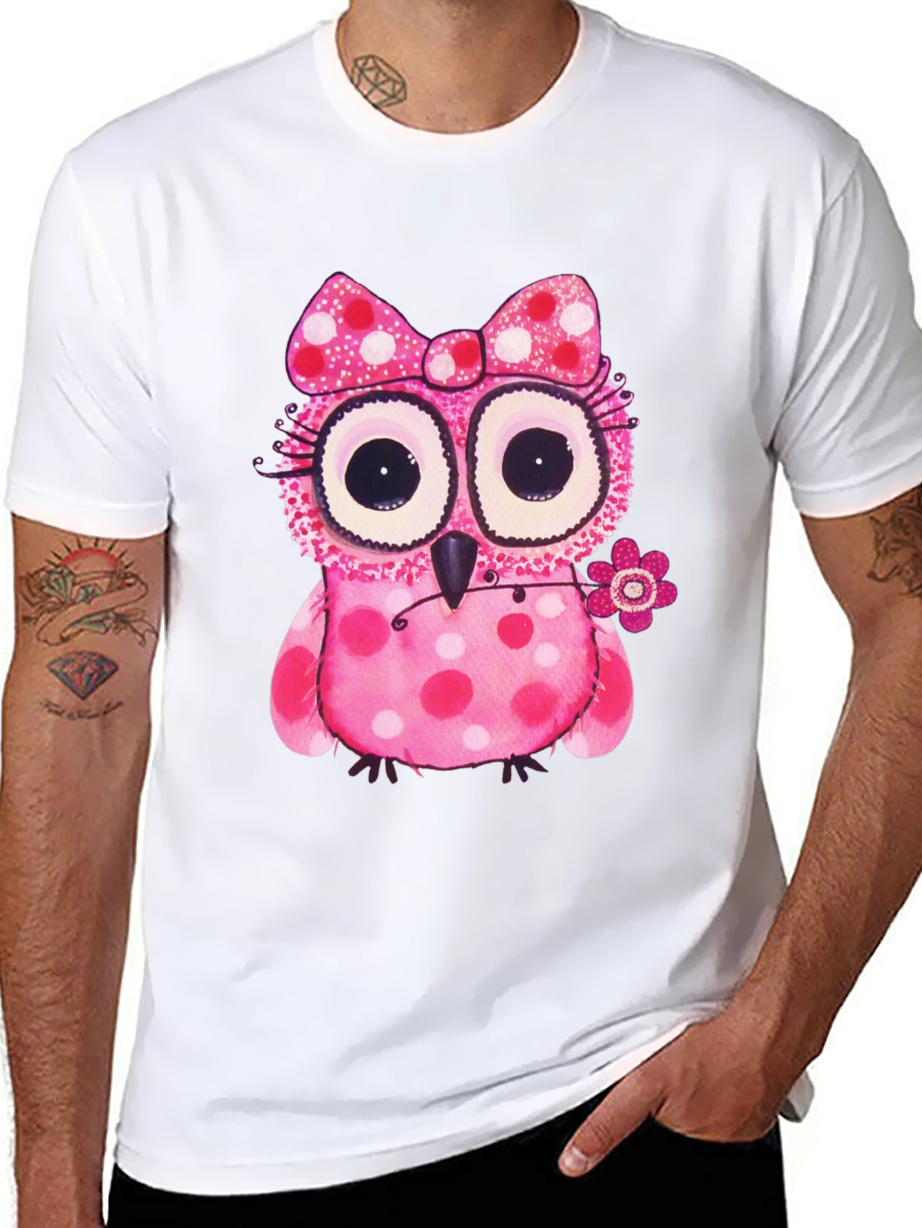 Cute Pink Polka Dot Owl T-Shirt