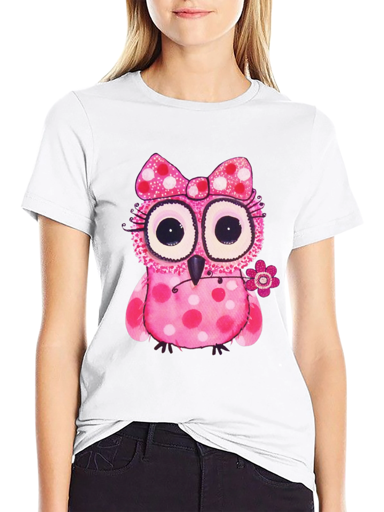 Cute Pink Polka Dot Owl T-Shirt