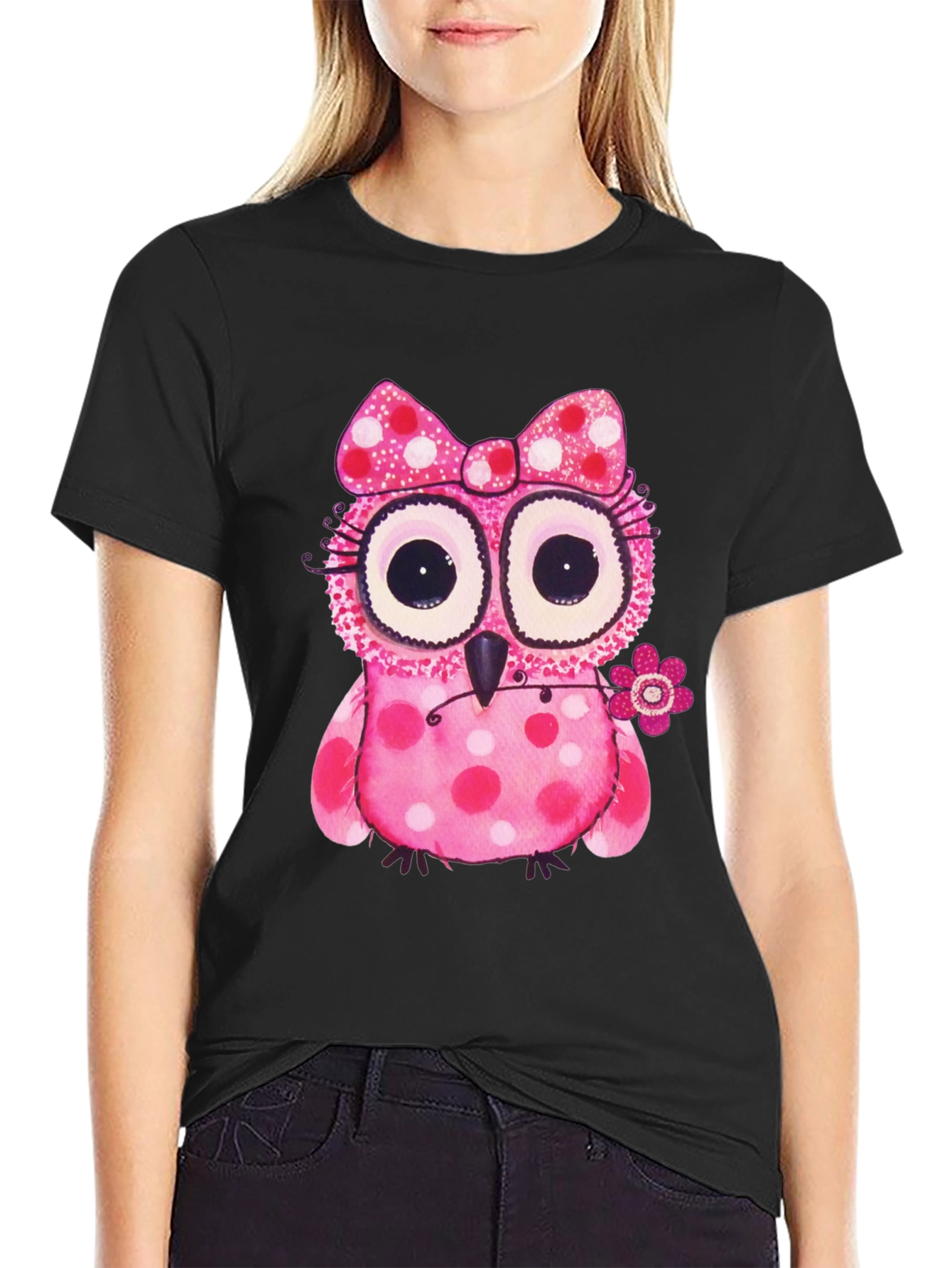 Cute Pink Polka Dot Owl T-Shirt
