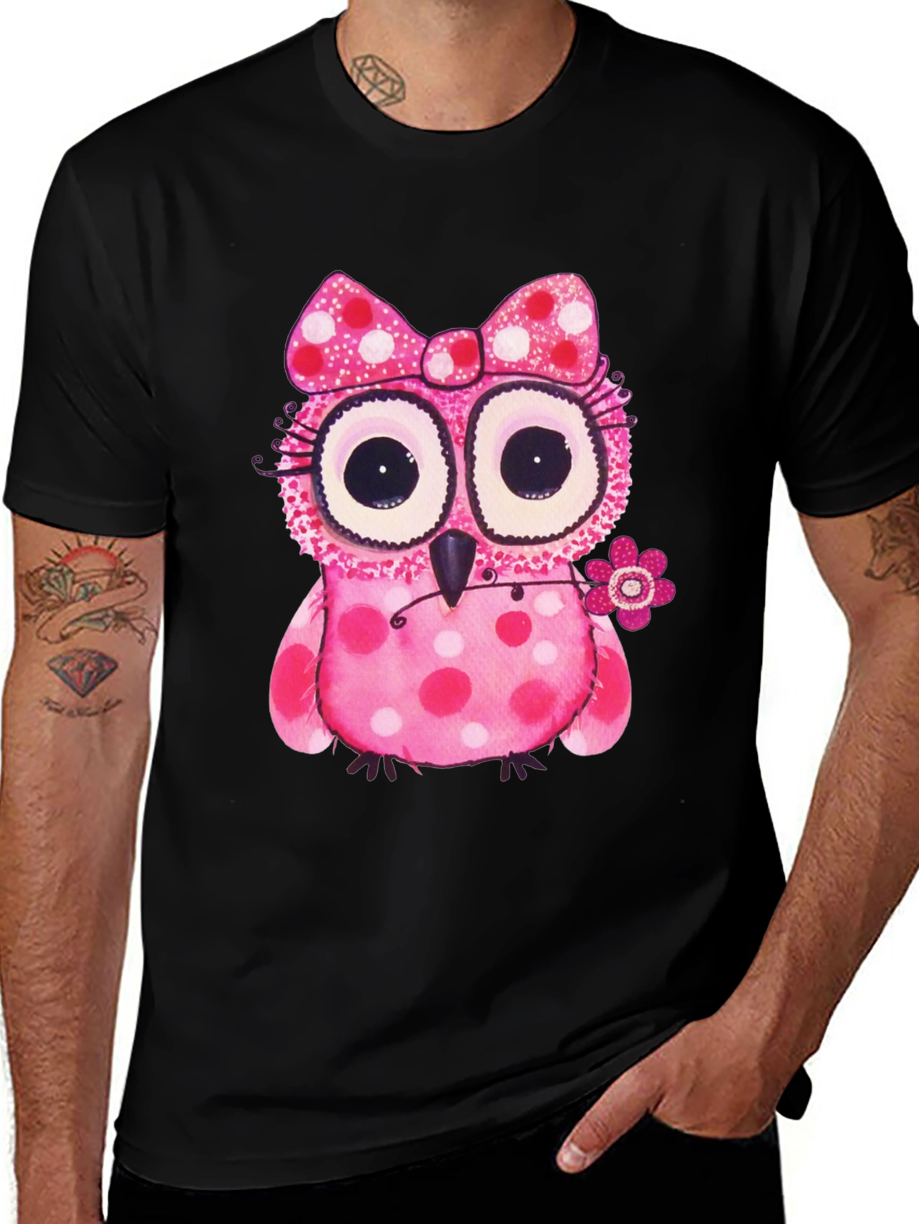 Cute Pink Polka Dot Owl T-Shirt