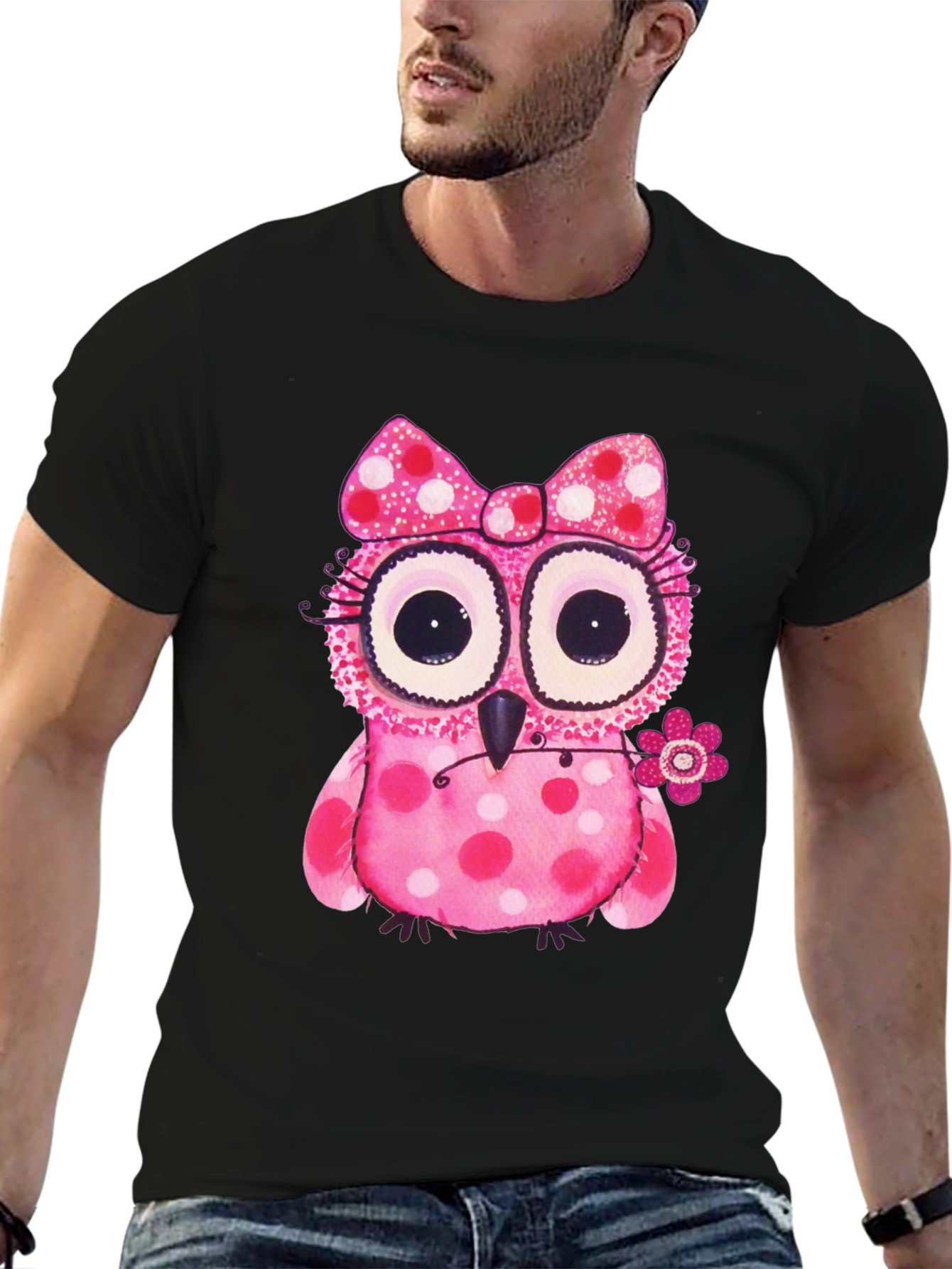 Cute Pink Polka Dot Owl T-Shirt