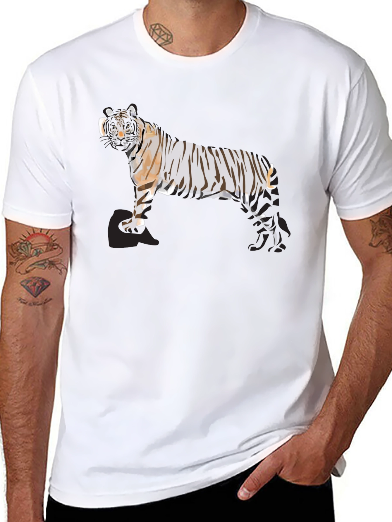 Striking Tiger Graphic Black T-Shirt