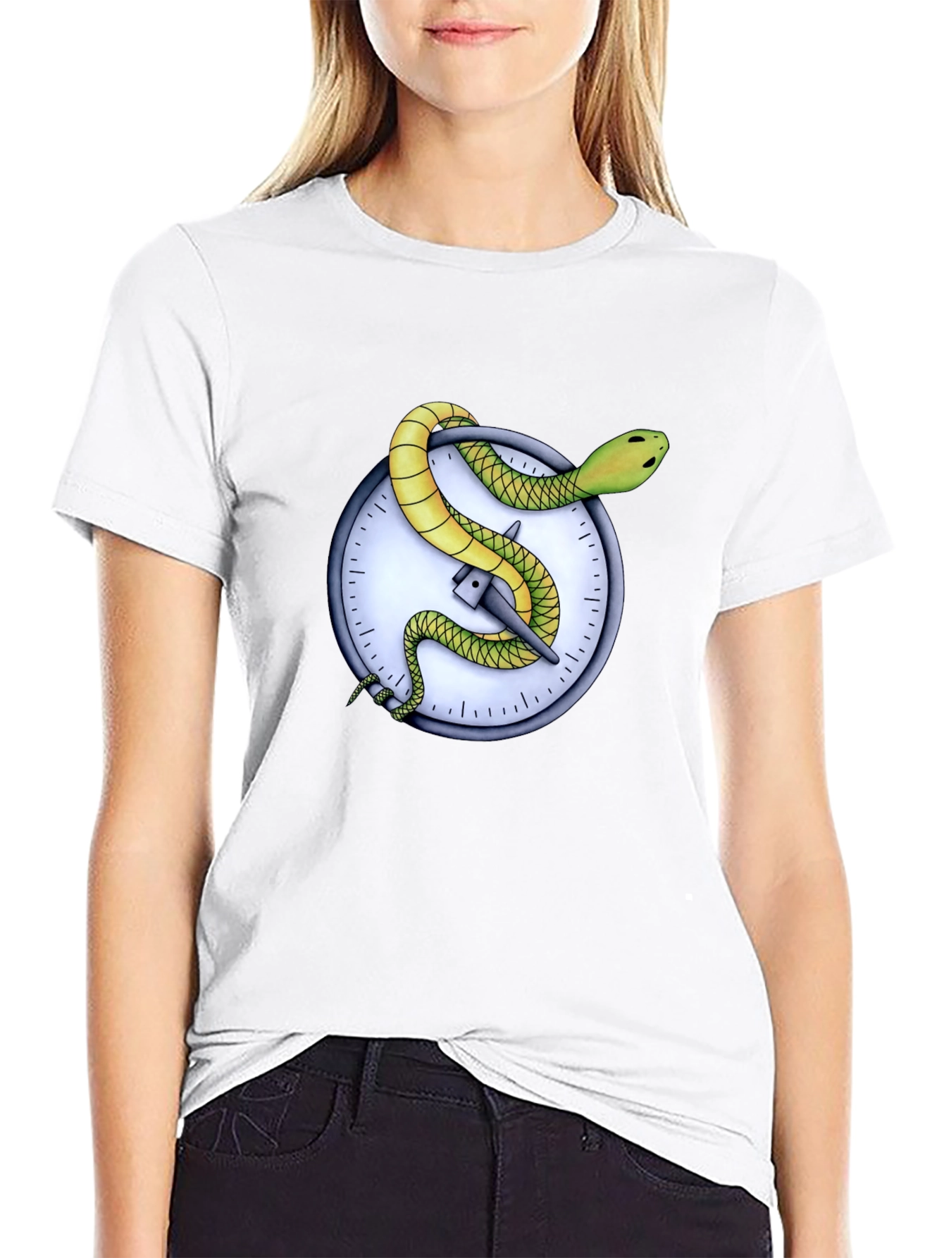 Snake Clock Graphic Tee - Unique Mens T-Shirt