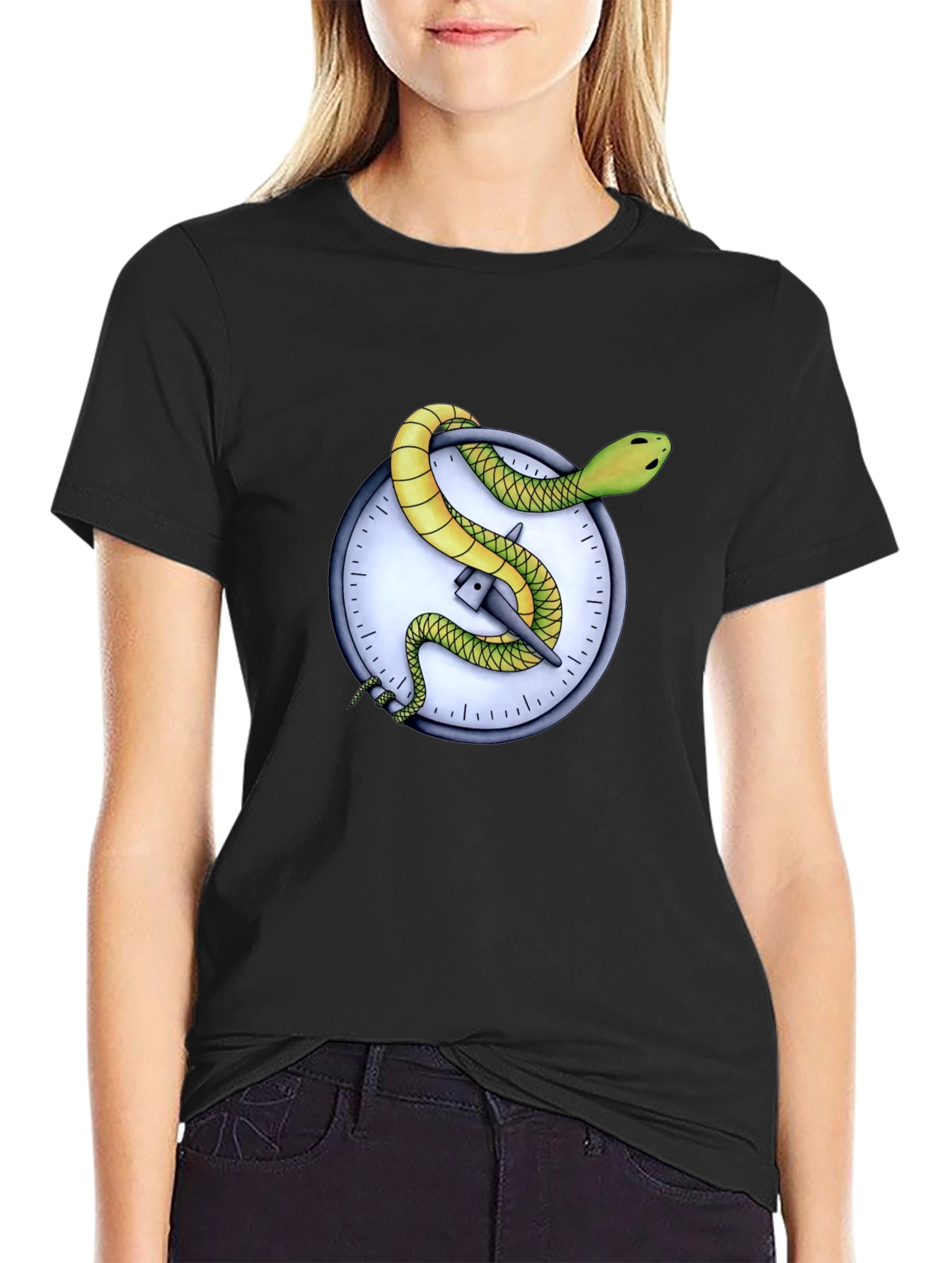 Snake Clock Graphic Tee - Unique Mens T-Shirt