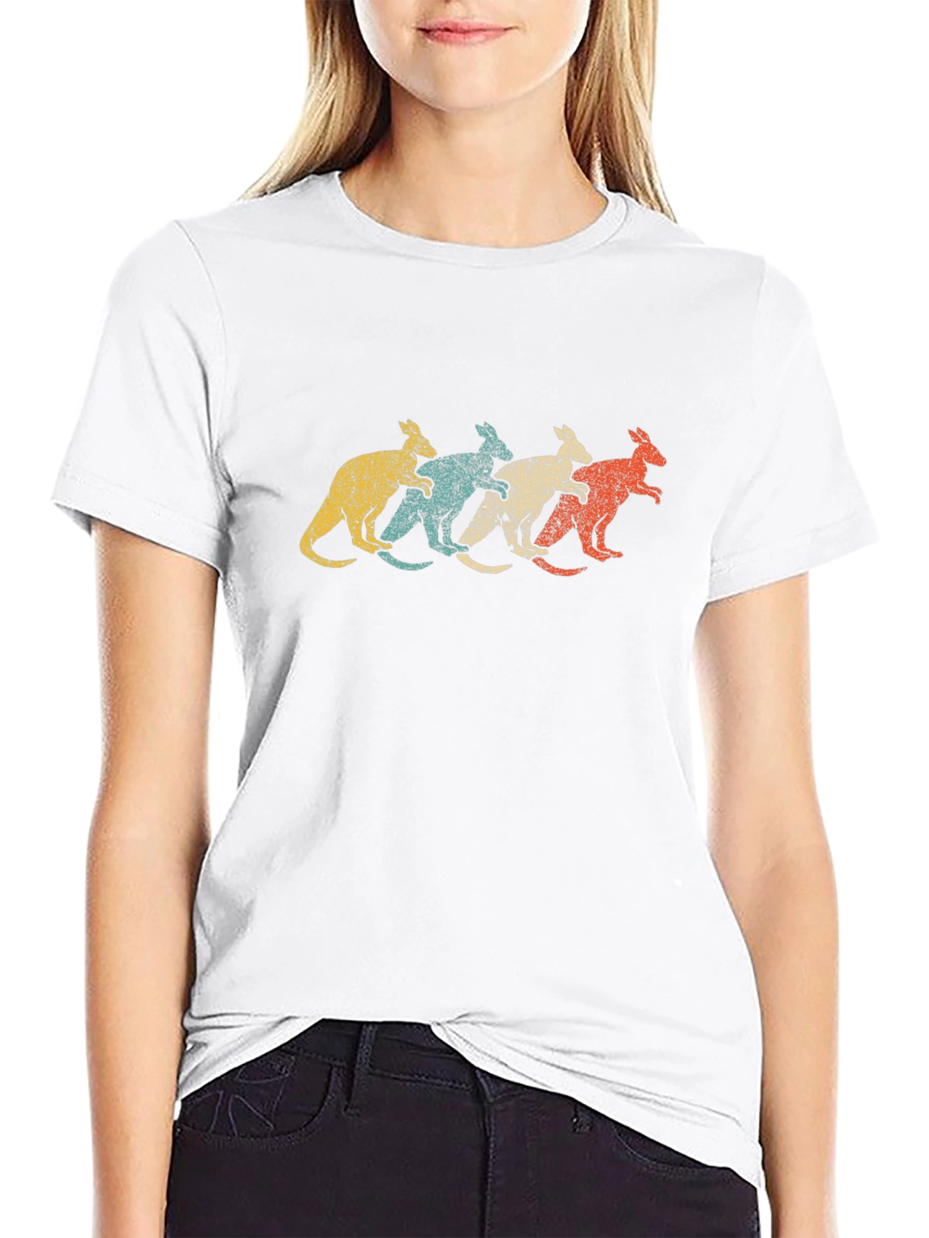 Retro Kangaroo T-Shirt - Distressed Style Tee