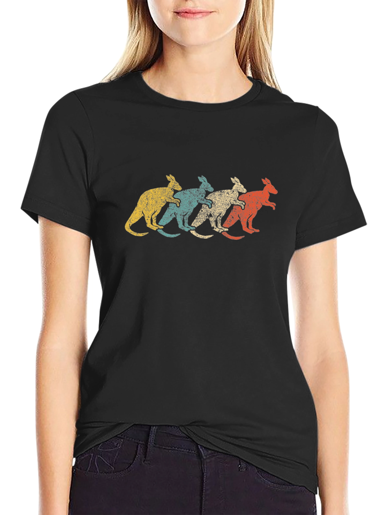 Retro Kangaroo T-Shirt - Distressed Style Tee