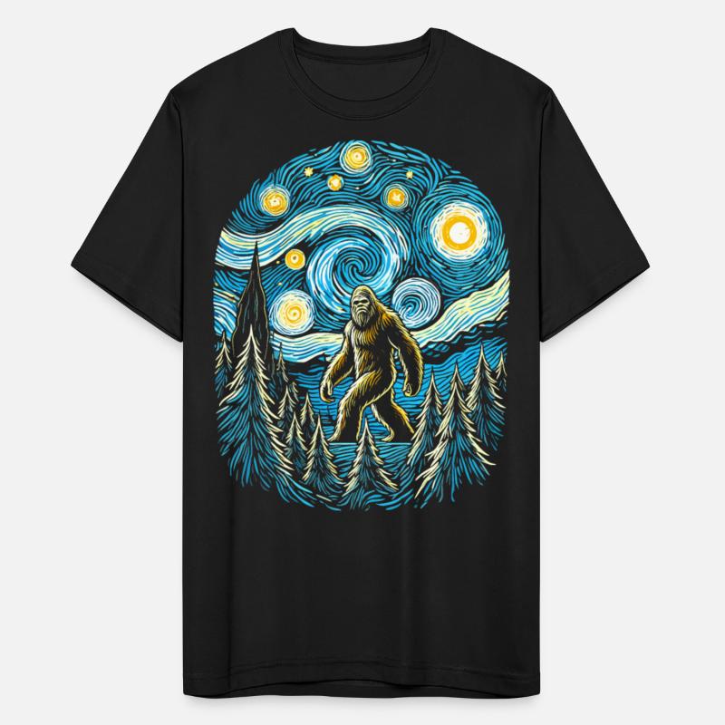 Bigfoot Starry Night Forest Van Gogh Painting Art
