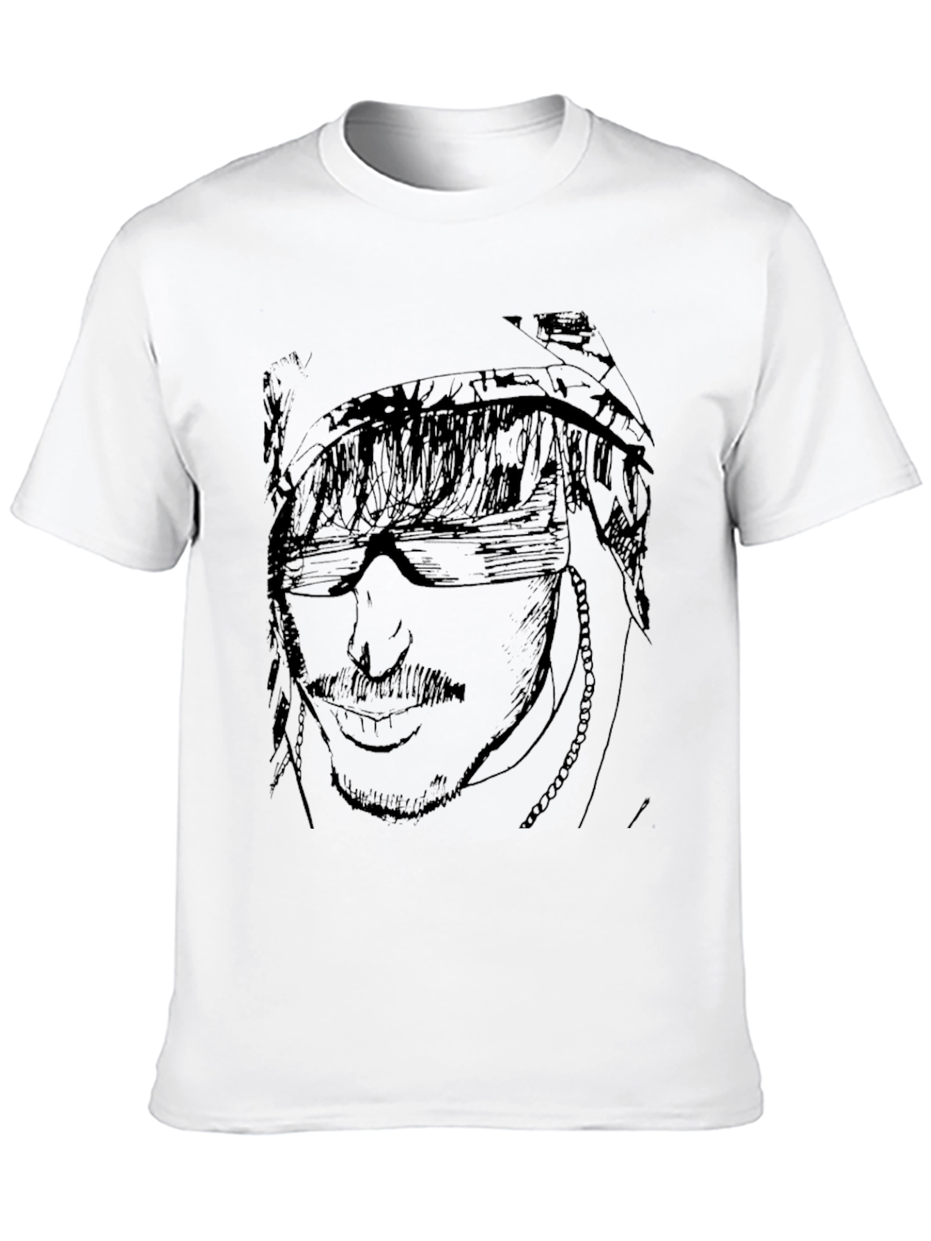 Black T-Shirt with Sketch Portrait Design