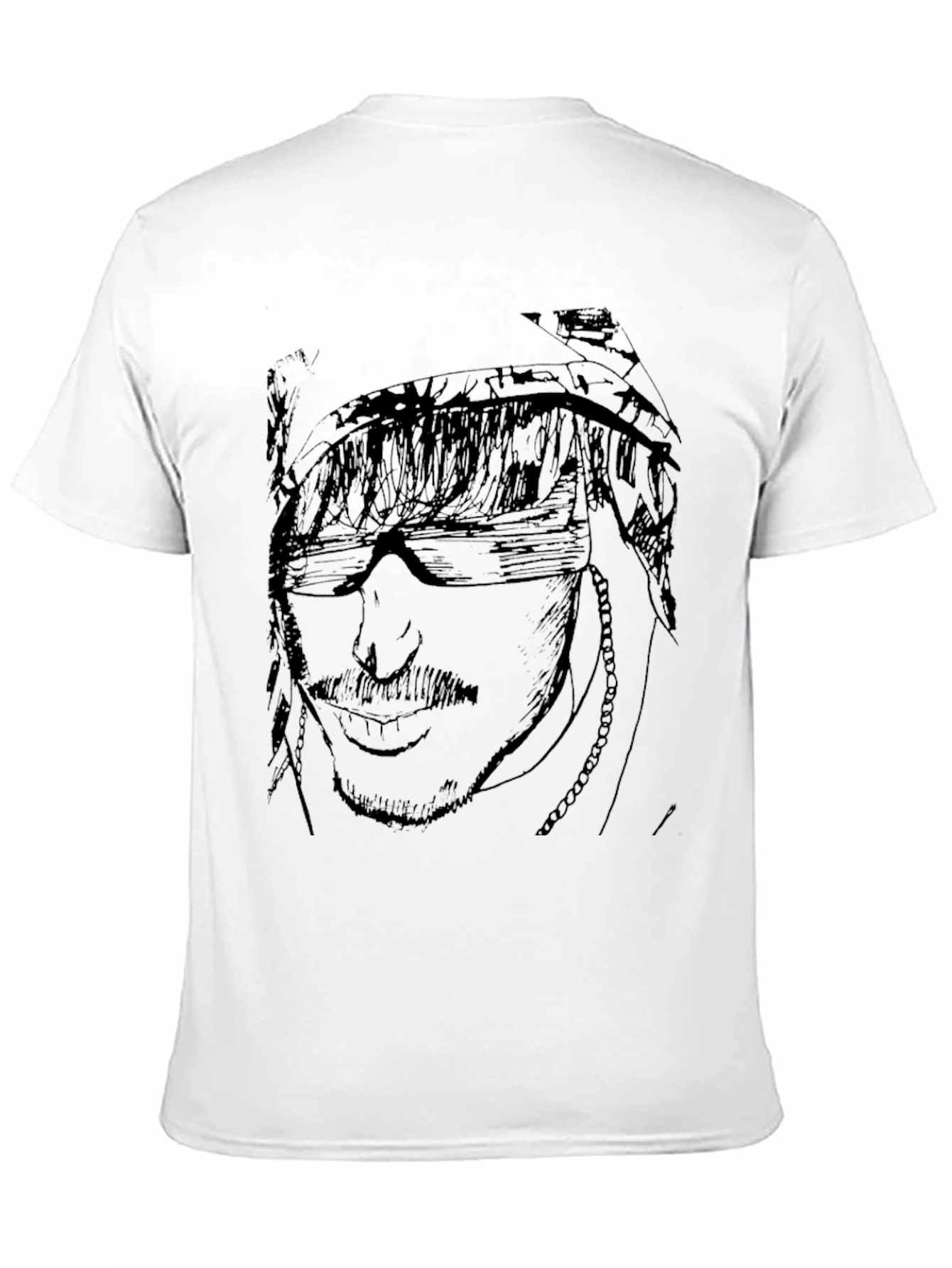 Black T-Shirt with Sketch Portrait Design