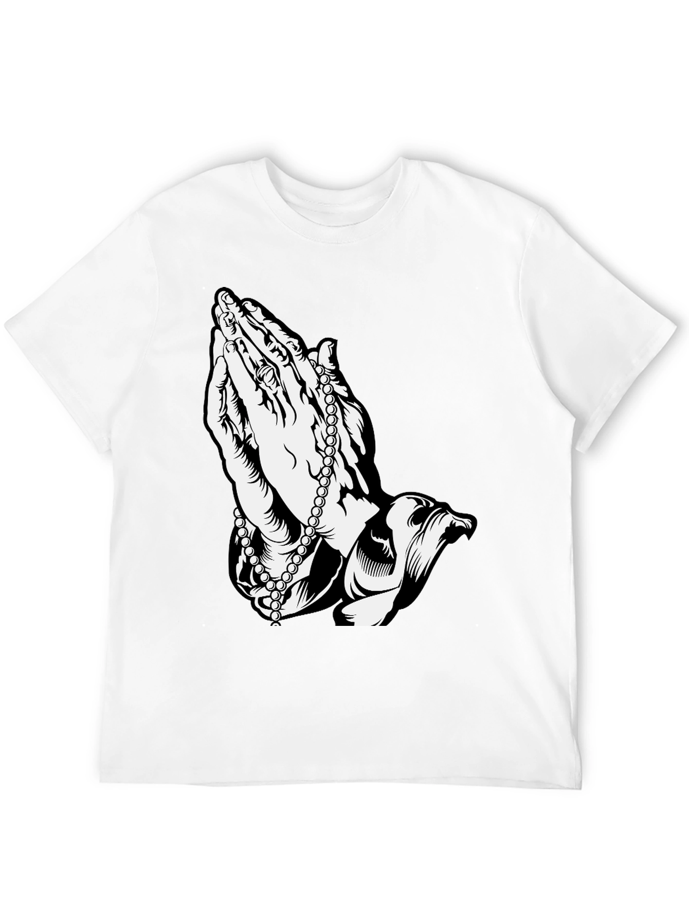 Praying Hands Rosary Black T-Shirt