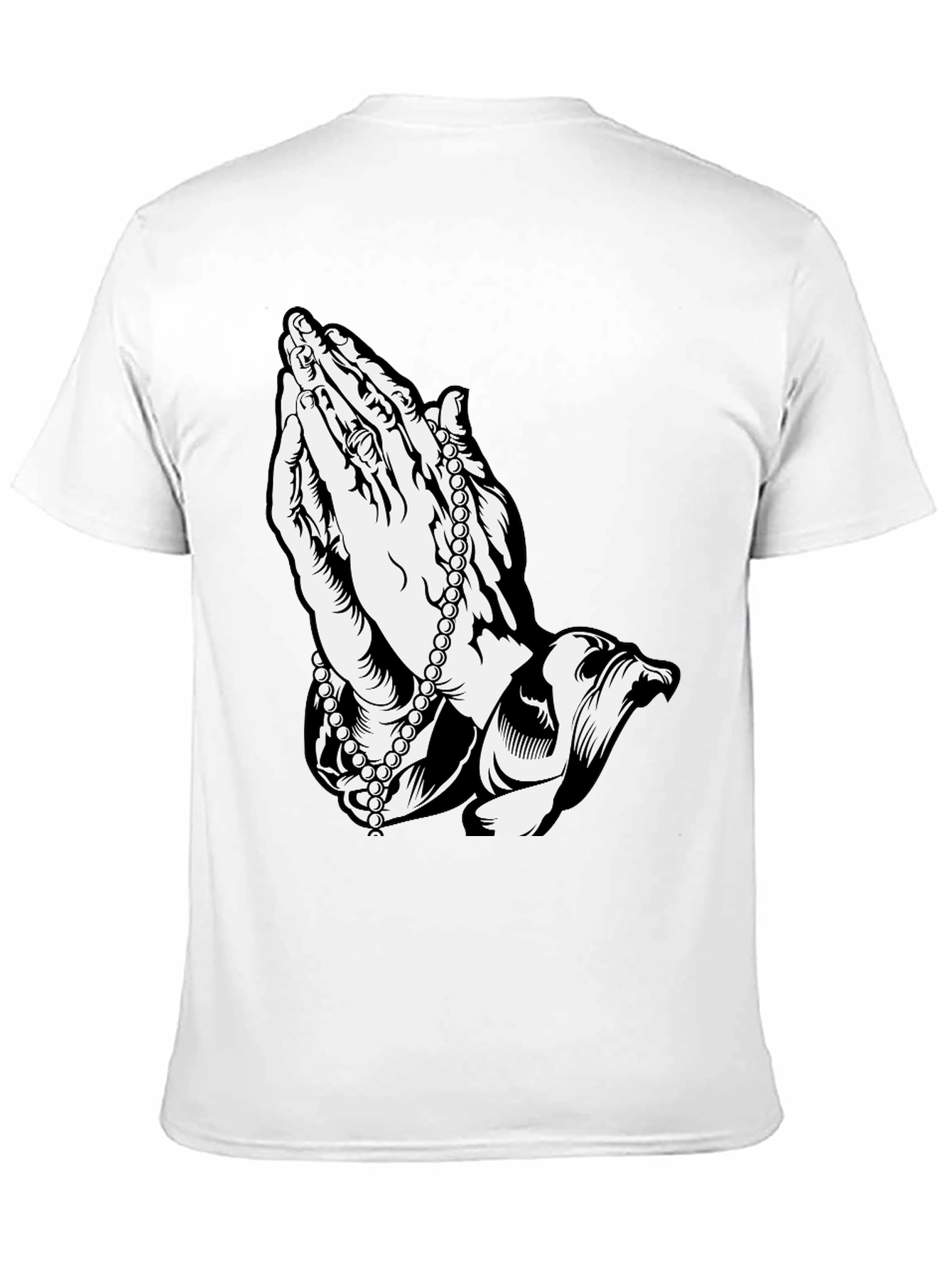 Praying Hands Rosary Black T-Shirt