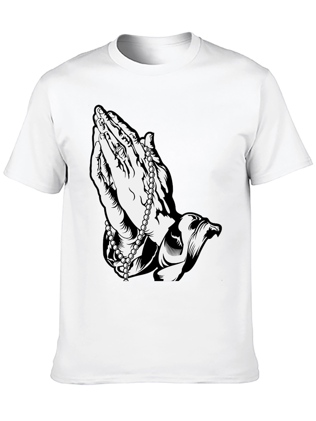 Praying Hands Rosary Black T-Shirt