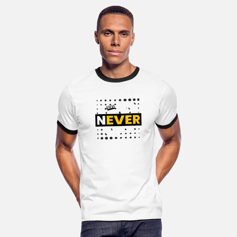 Black White Typography Never Give Up T Shirt