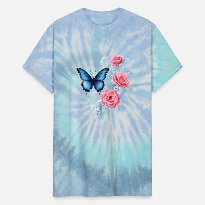 Blue Butterfly and Pink Roses