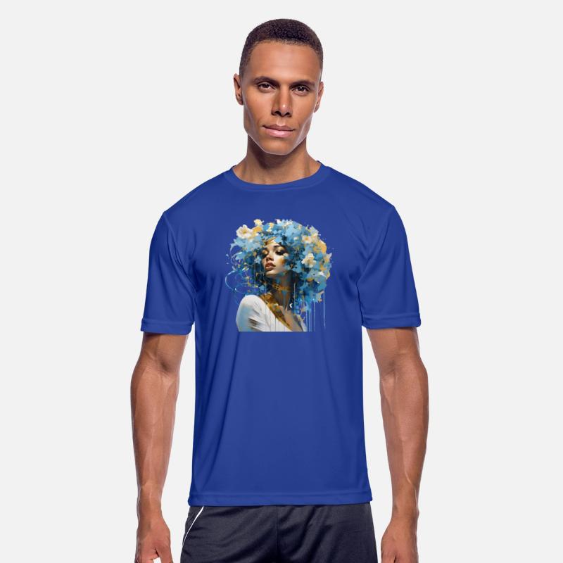 Blue haired floral lady