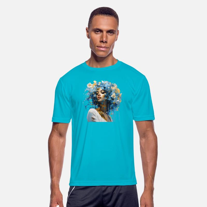 Blue haired floral lady