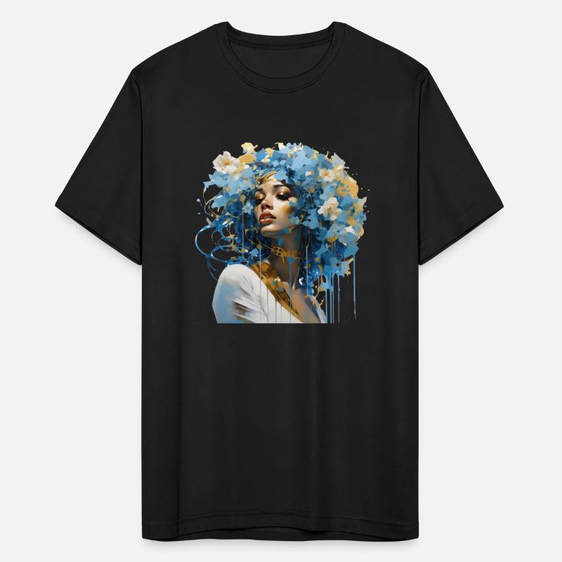 Blue haired floral lady