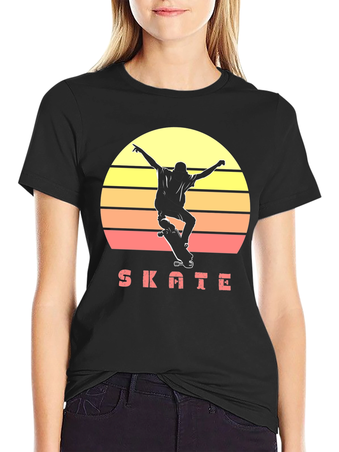 Retro Skate T-Shirt Sunset Skateboarder Graphic Tee