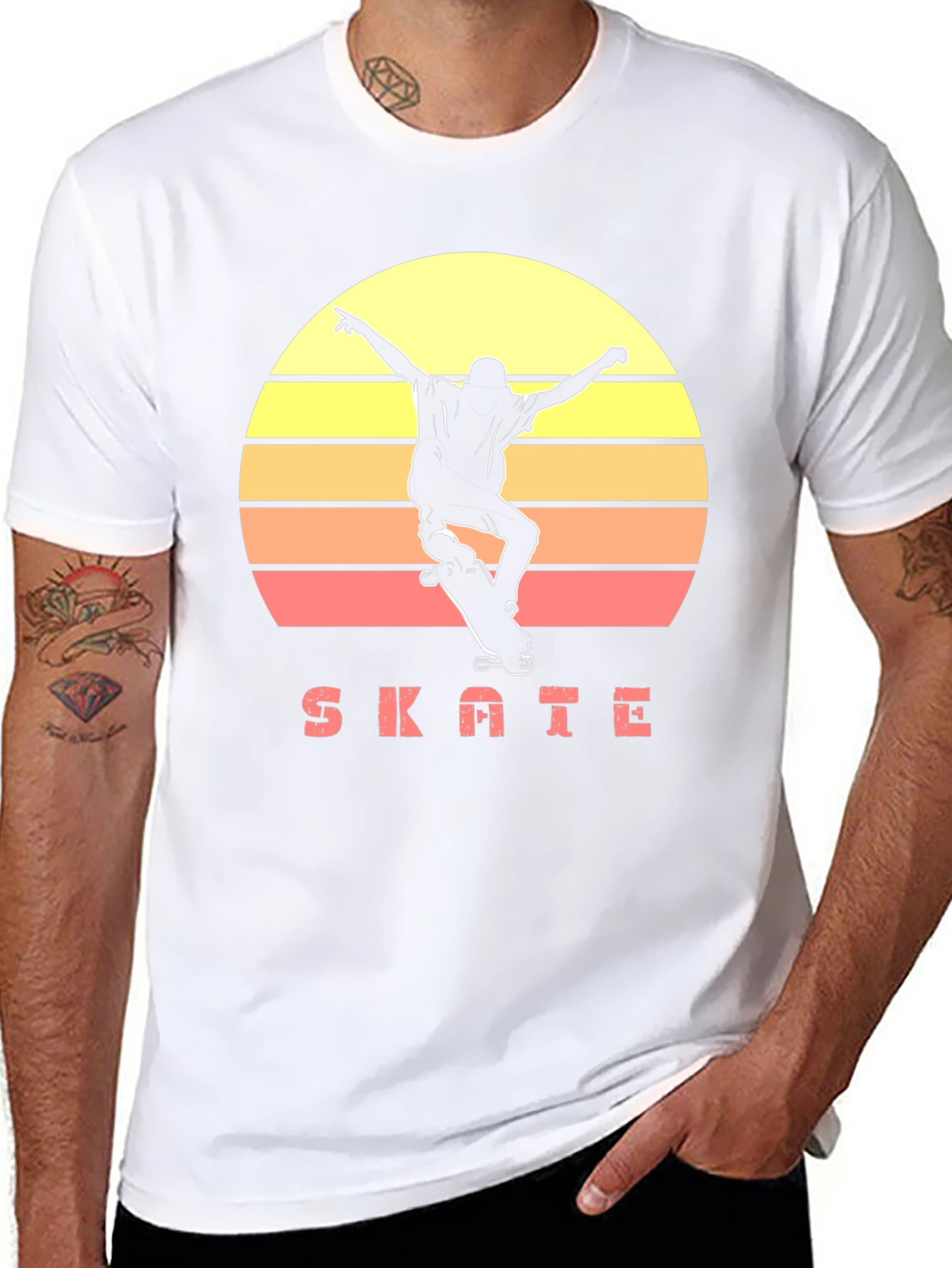 Retro Skate T-Shirt Sunset Skateboarder Graphic Tee