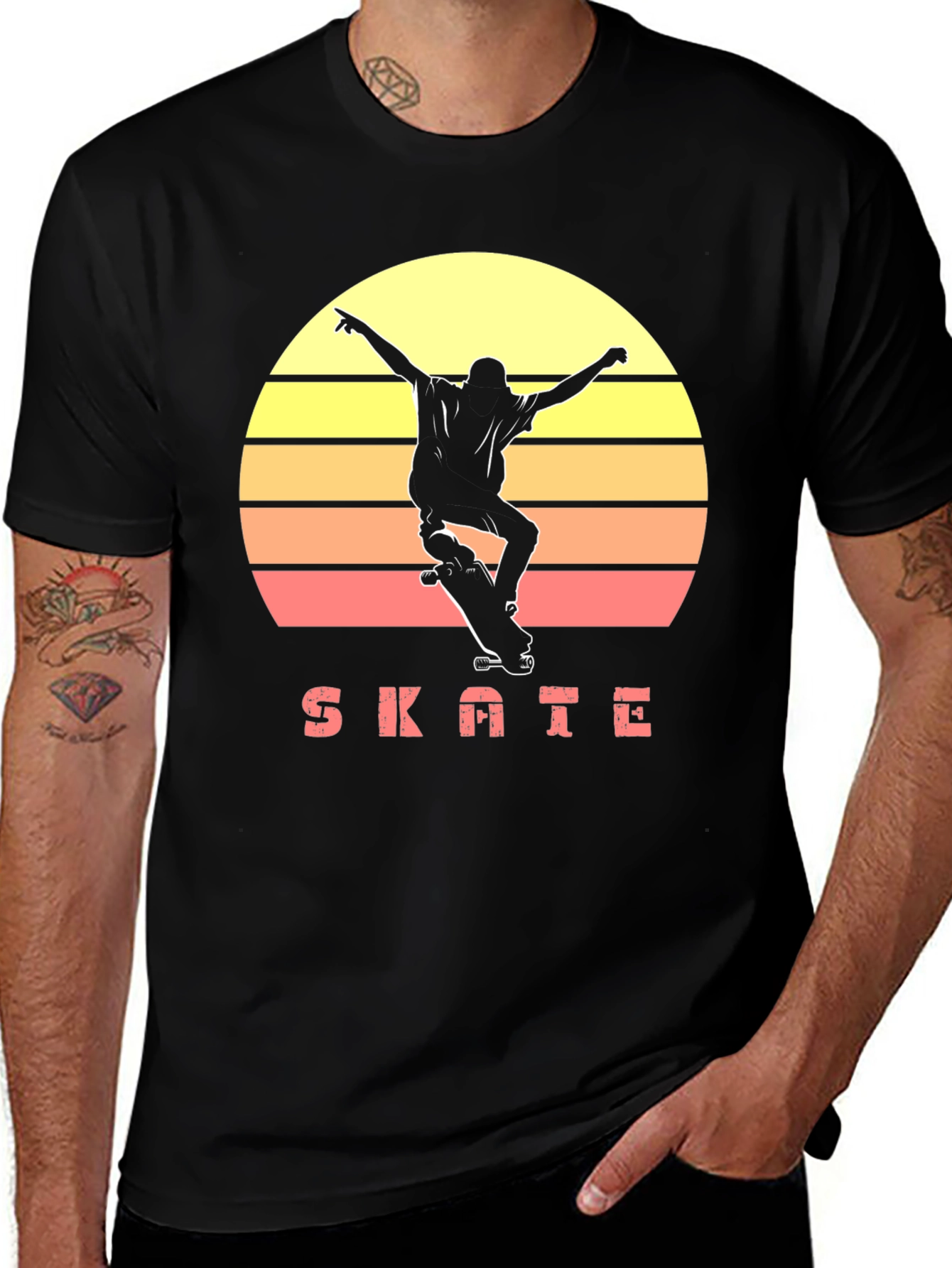 Retro Skate T-Shirt Sunset Skateboarder Graphic Tee