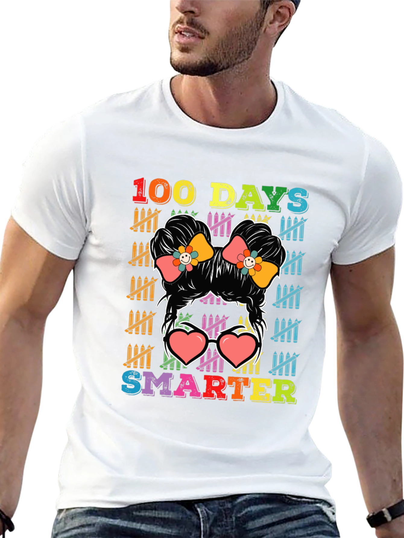 100 Days Smarter Messy Bun T-Shirt