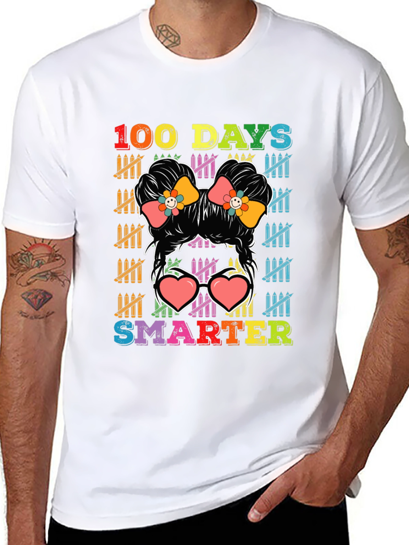 100 Days Smarter Messy Bun T-Shirt