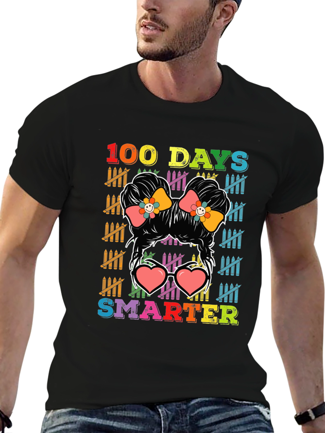 100 Days Smarter Messy Bun T-Shirt