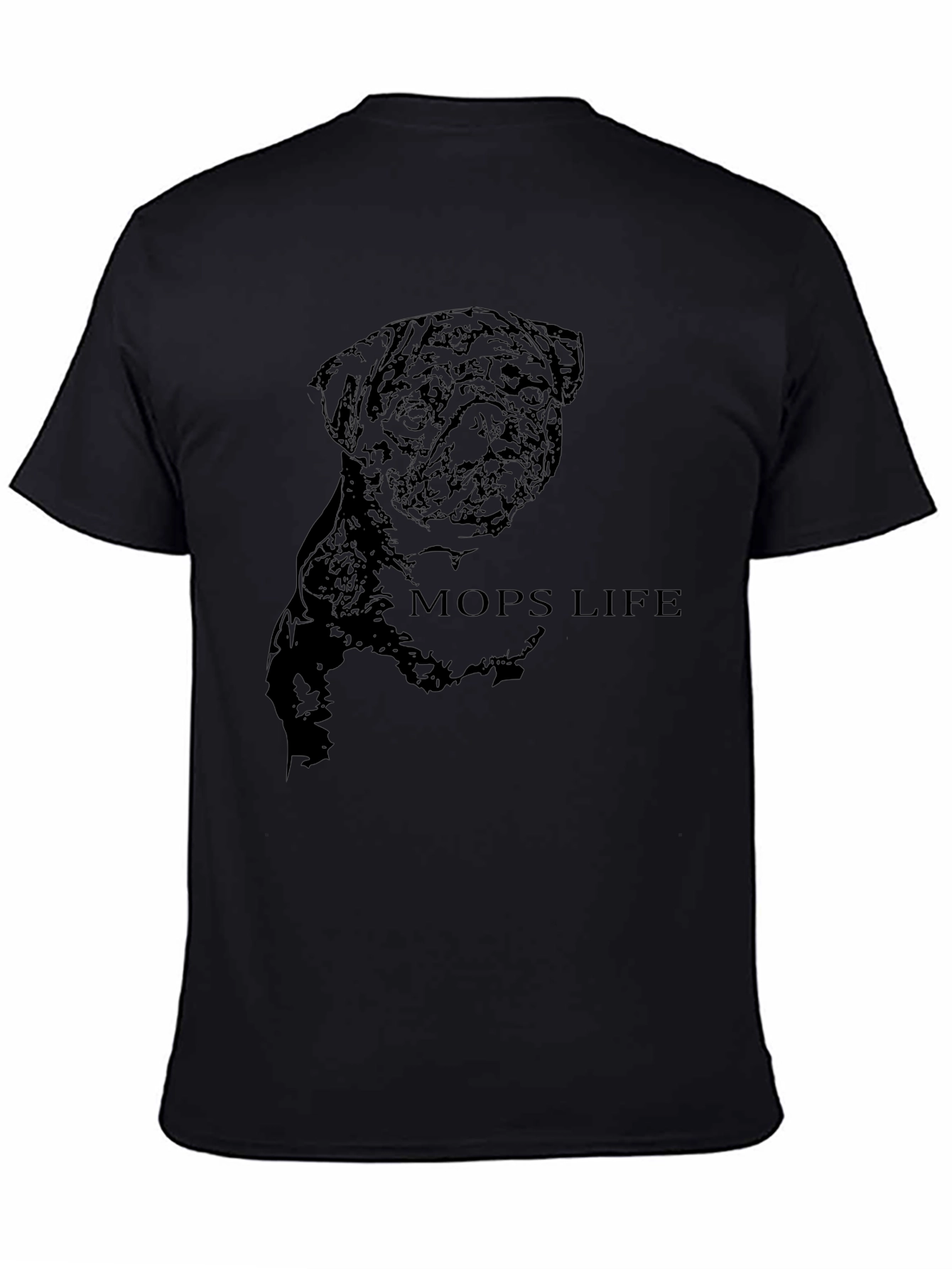 Mens Black Pug Life Graphic T-Shirt