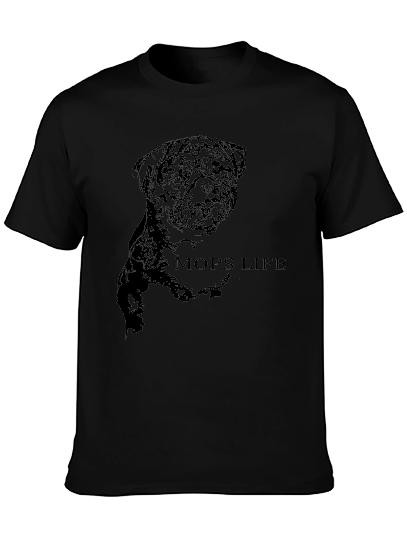 Mens Black Pug Life Graphic T-Shirt