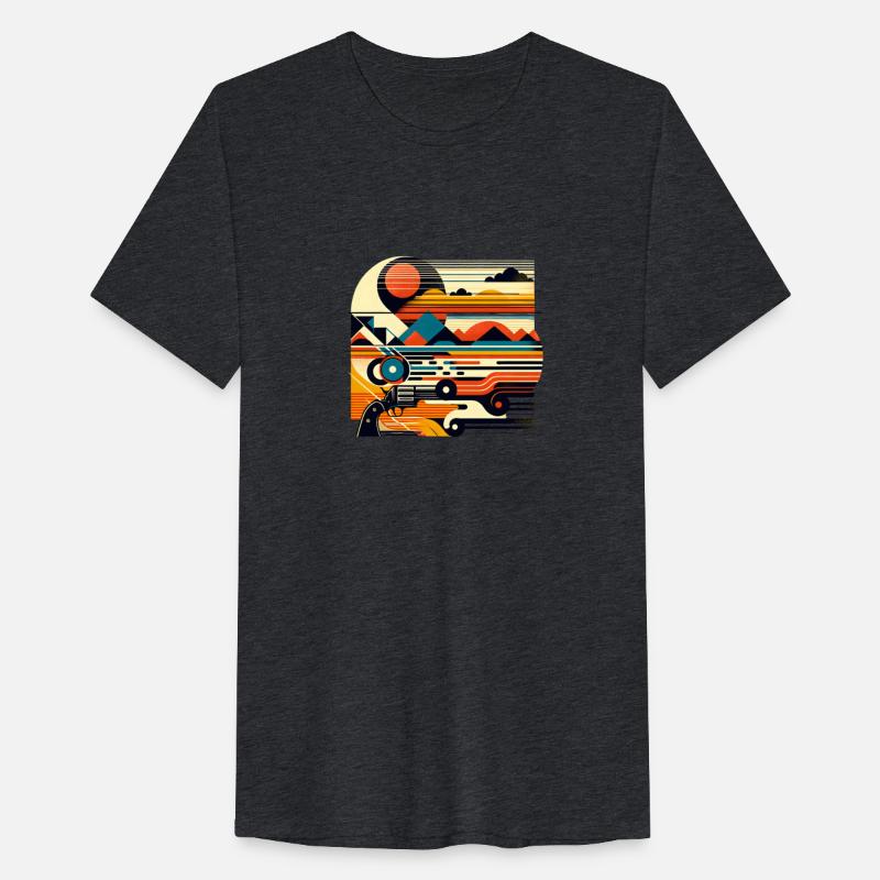 Bold Retro-Futuristic Landscape Shirt