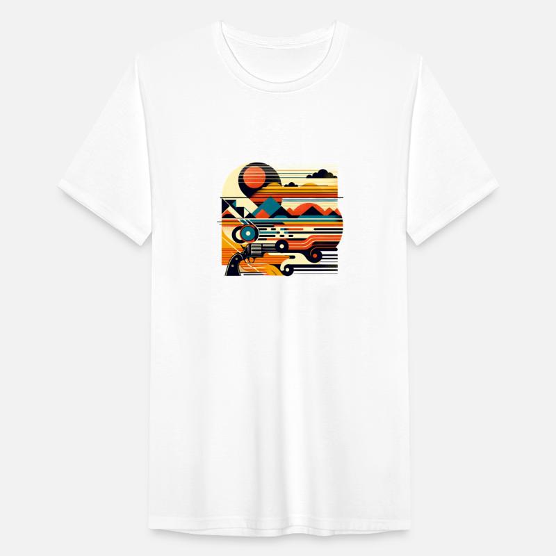 Bold Retro-Futuristic Landscape Shirt