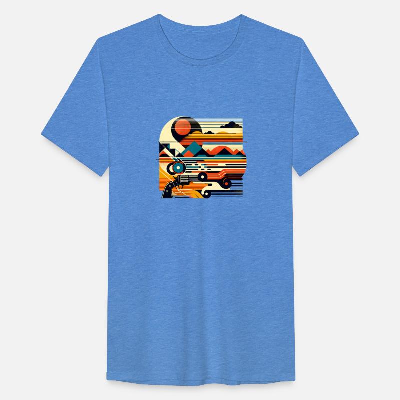 Bold Retro-Futuristic Landscape Shirt