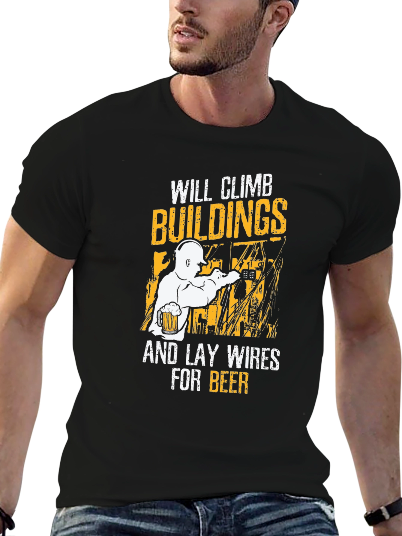 Climbing Buildings Wireman Funny T-Shirt