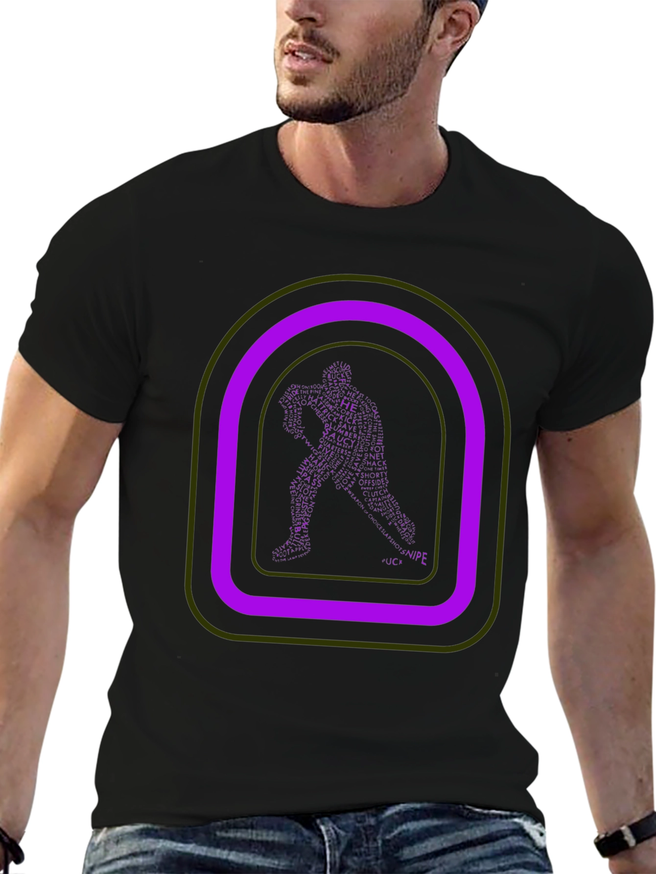 Unique Graphic Tee: Man Silhouette Retro Design