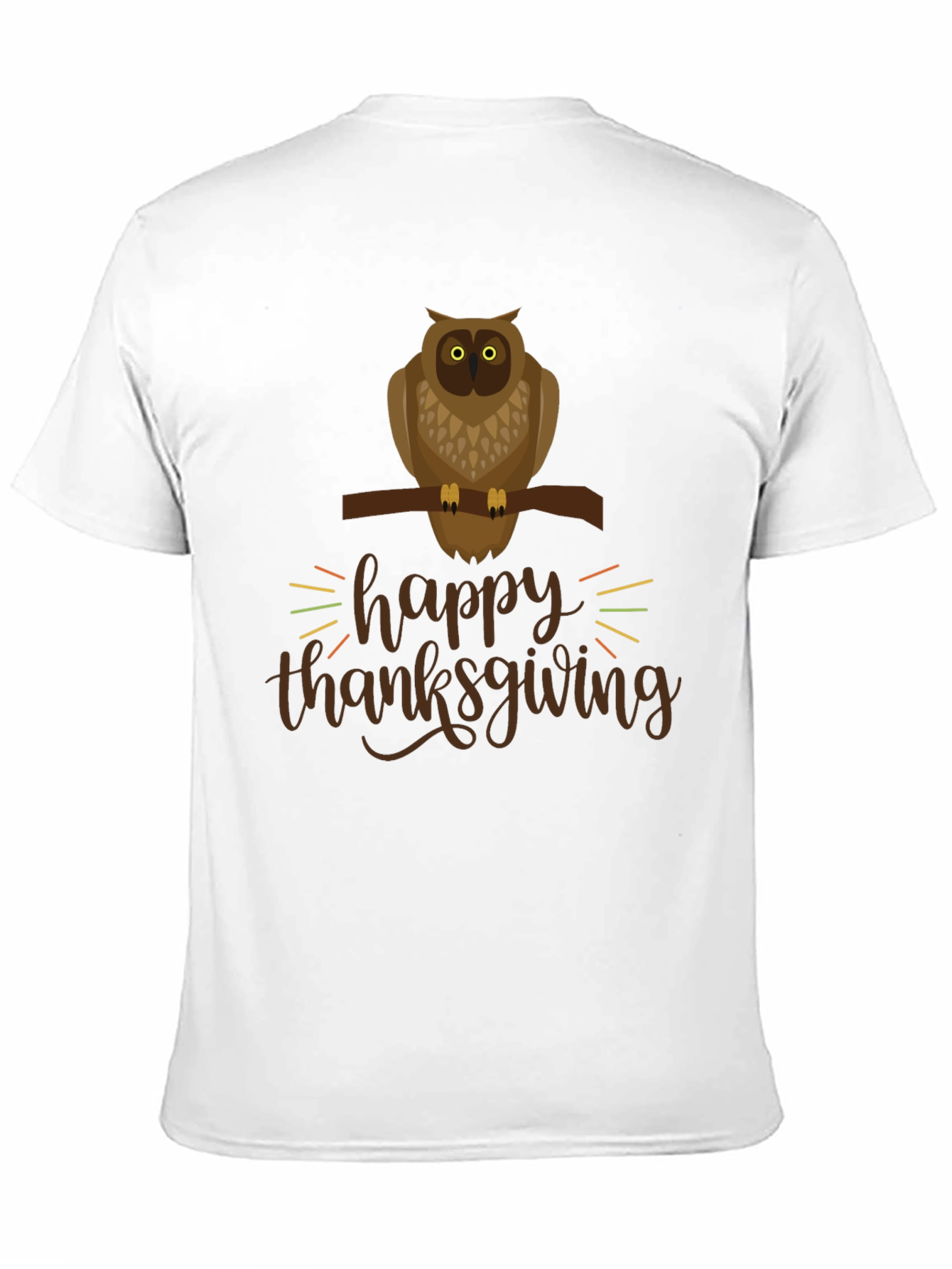 Happy Thanksgiving Owl Graphic Tee - Black