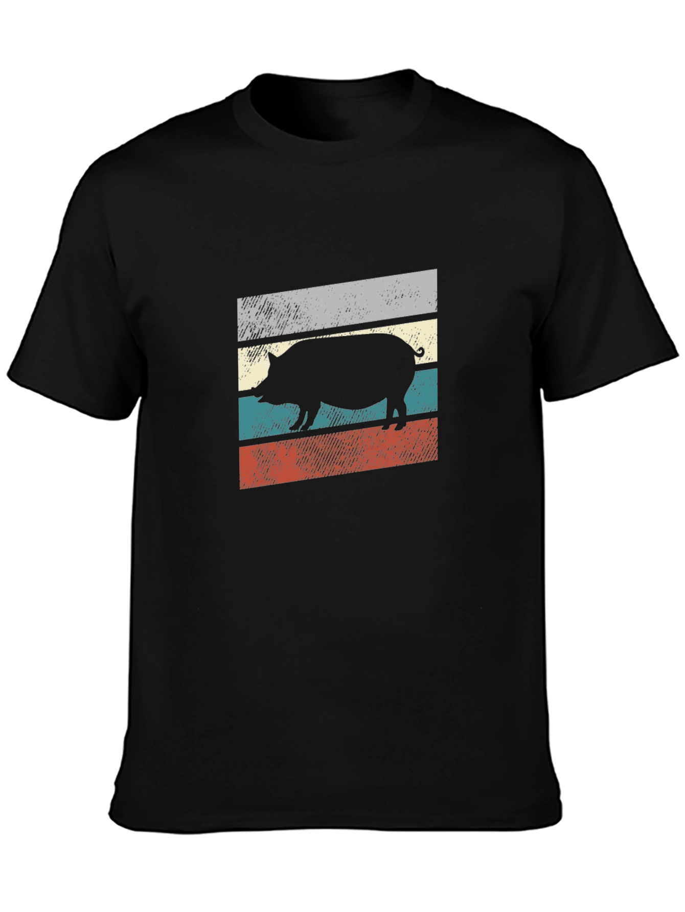 Retro Pig Silhouette Graphic T-Shirt