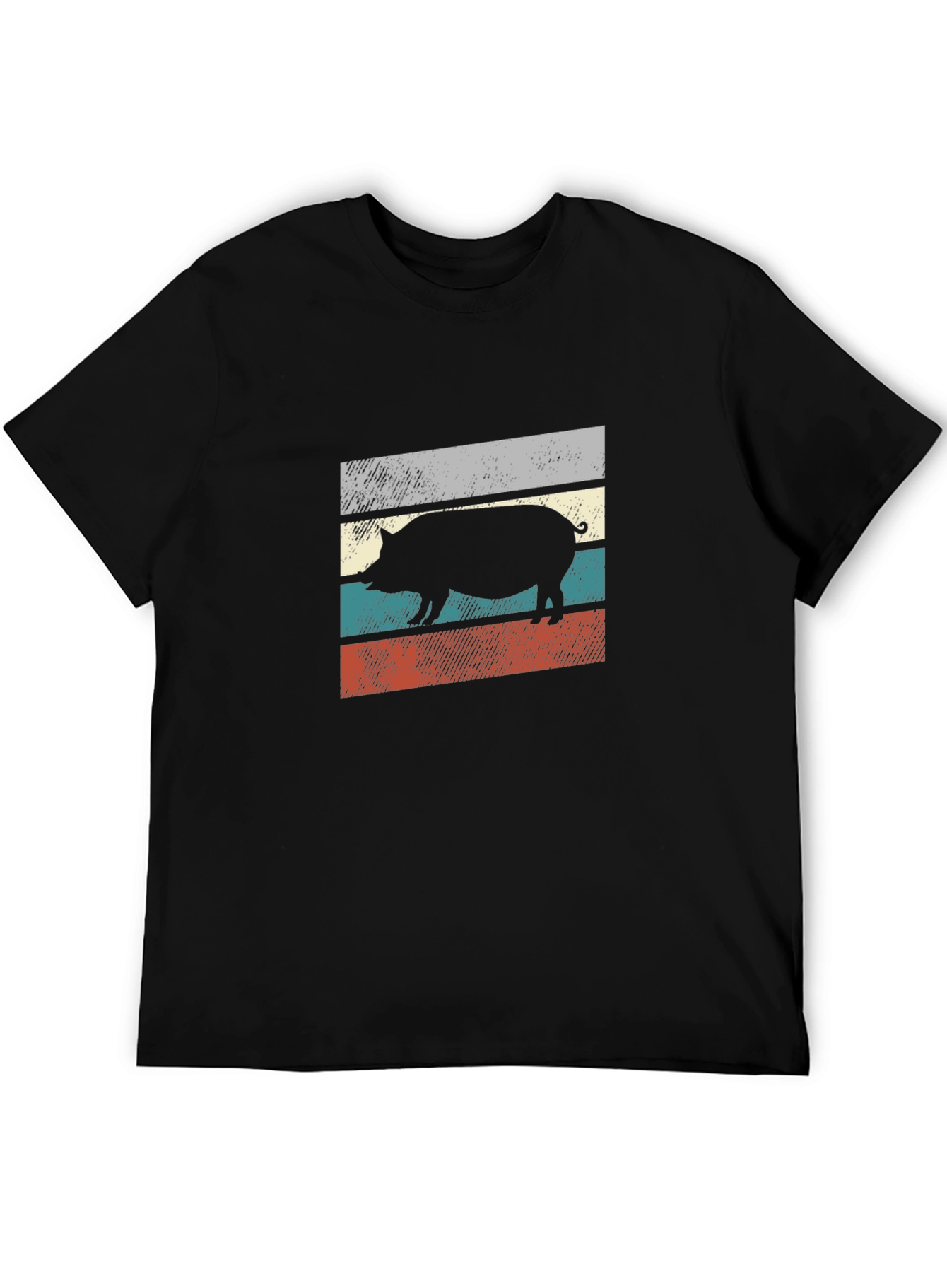 Retro Pig Silhouette Graphic T-Shirt