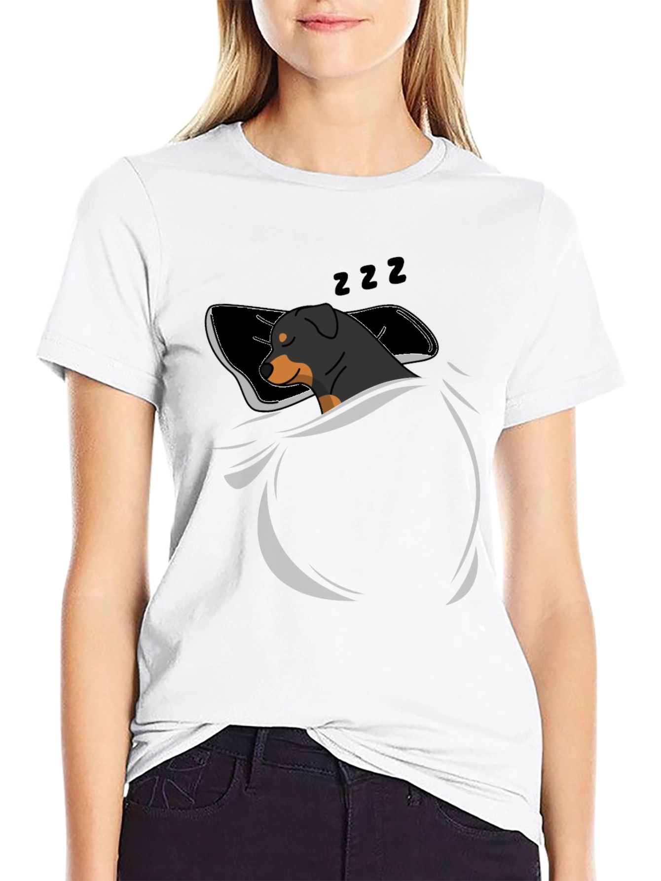 Sleeping Rottweiler Graphic Tee - Black
