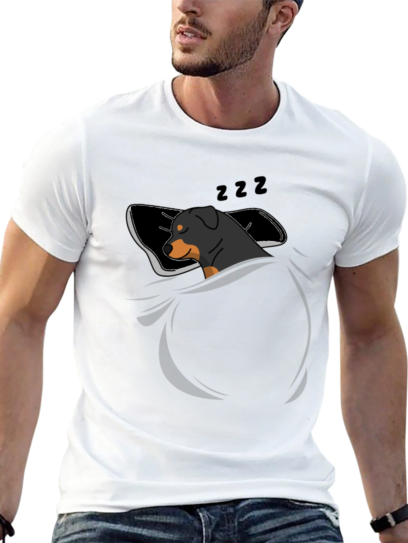 Sleeping Rottweiler Graphic Tee - Black
