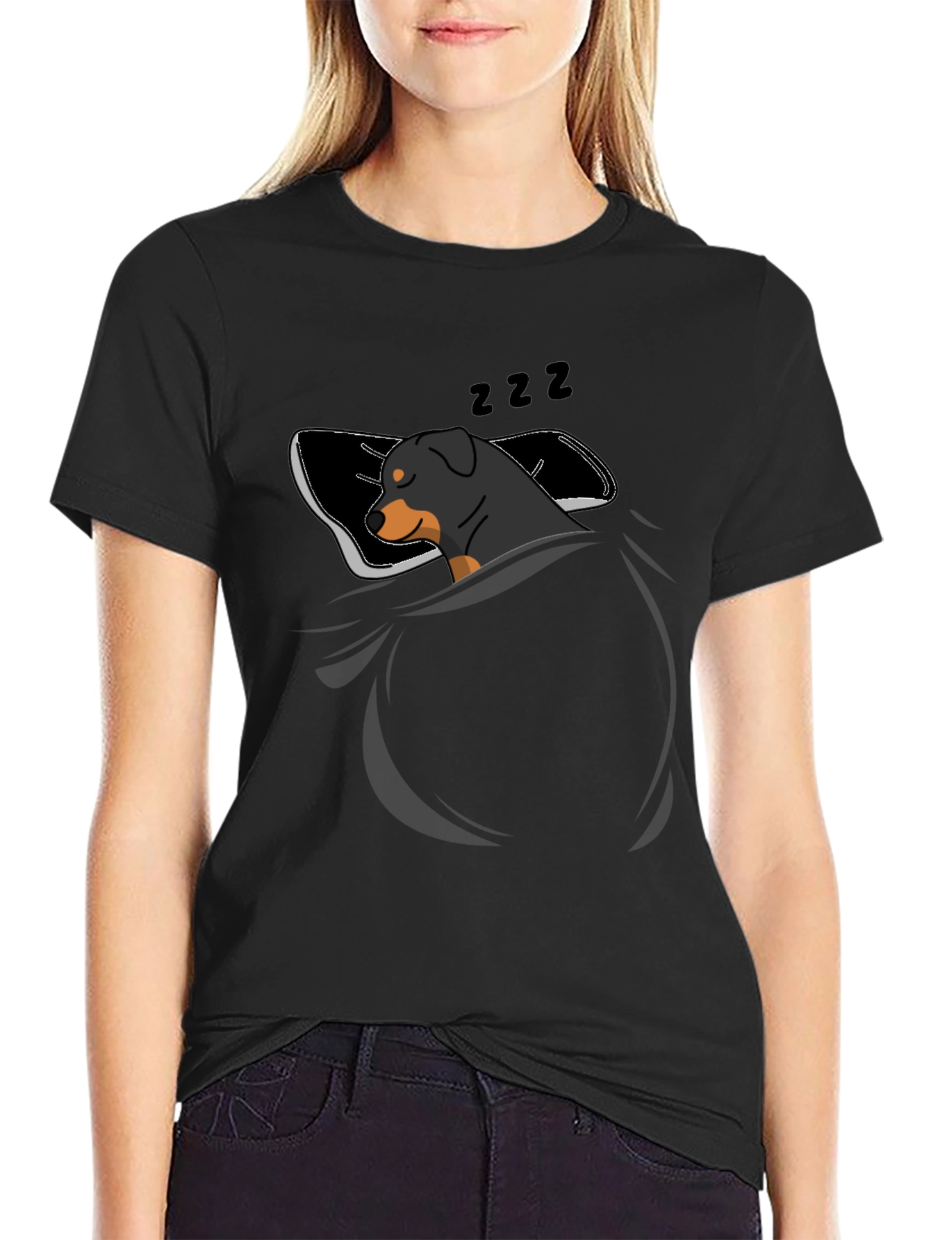 Sleeping Rottweiler Graphic Tee - Black